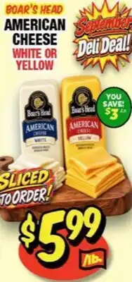 Western Beef BOAR'S HEAD AMERICAN CHEESE WHITE OR YELLOW offer
