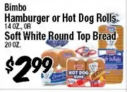 Western Beef Bimbo Hamburger or Hot Dog Rolls 14 OZ., OR Soft White Round Top Bread 20 OZ offer