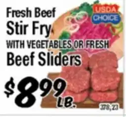 Western Beef Fresh Beef Stir Fry WITH VEGETABLES OR FRESH Beef Sliders offer