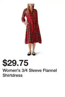 Belk Women's 3/4 Sleeve Flannel Shirtdress offer
