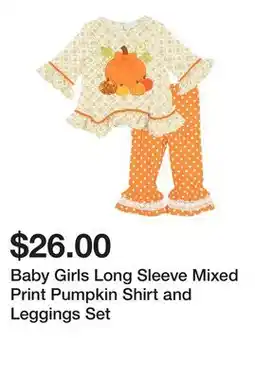 Belk Baby Girls Long Sleeve Mixed Print Pumpkin Shirt and Leggings Set offer