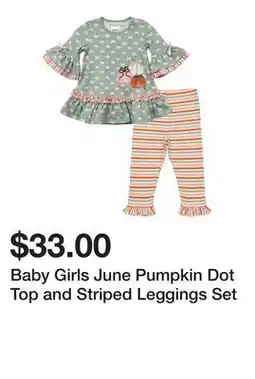 Belk Baby Girls June Pumpkin Dot Top and Striped Leggings Set offer