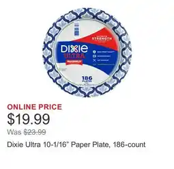 Costco Dixie Ultra 10-1/16 Paper Plate, 186-count offer