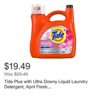 Costco Tide Plus with Ultra Downy Liquid Laundry Detergent, April Fresh, 100 Loads, 128 fl oz offer