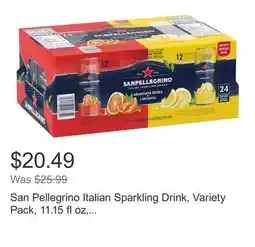 Costco San Pellegrino Italian Sparkling Drink, Variety Pack, 11.15 fl oz, 24-count offer