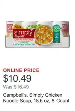 Costco Campbell's, Simply Chicken Noodle Soup, 18.6 oz, 8-Count offer