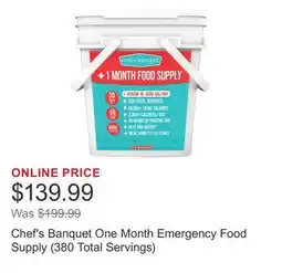 Costco Chef's Banquet One Month Emergency Food Supply (380 Total Servings) offer