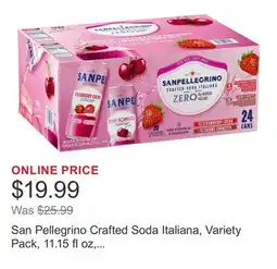 Costco San Pellegrino Crafted Soda Italiana, Variety Pack, 11.15 fl oz, 24-count offer