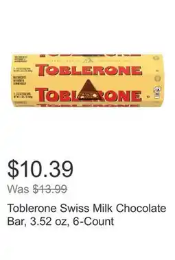 Costco Toblerone Swiss Milk Chocolate Bar, 3.52 oz, 6-Count offer