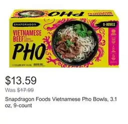 Costco Snapdragon Foods Vietnamese Pho Bowls, 3.1 oz, 9-count offer