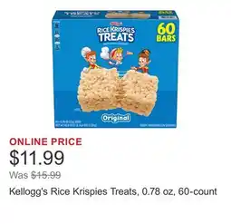 Costco Kellogg's Rice Krispies Treats, 0.78 oz, 60-count offer