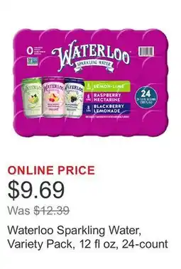 Costco Waterloo Sparkling Water, Variety Pack, 12 fl oz, 24-count offer
