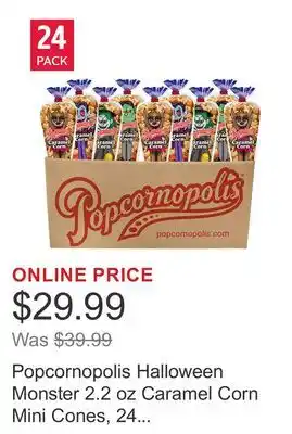 Costco Popcornopolis Halloween Monster 2.2 oz Caramel Corn Mini Cones, 24 count offer