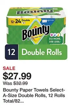 Office Depot Bounty Paper Towels Select-A-Size Double Rolls, 12 Rolls Total/82 Sheets Per Roll, White offer