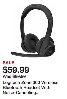 Office Depot Logitech Zone 300 Wireless Bluetooth Headset With Noise-Canceling Microphone, Black, 981-001406 offer