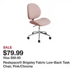 Office Depot Realspace Brigsley Fabric Low-Back Task Chair, Pink/Chrome offer