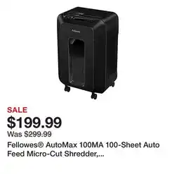 Office Depot Fellowes AutoMax 100MA 100-Sheet Auto Feed Micro-Cut Shredder, Black, 4704001 offer