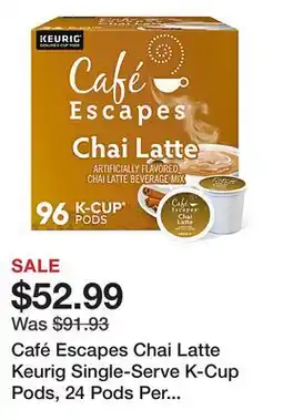 Office Depot CafΓ© Escapes Chai Latte Keurig Single-Serve K-Cup Pods, 24 Pods Per Pack, Case Of 4 Packs offer