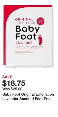 Ulta Beauty Baby Foot Original Exfoliation Lavender Scented Foot Peel offer