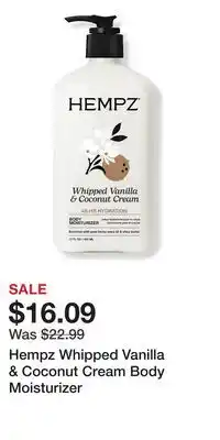 Ulta Beauty Hempz Whipped Vanilla & Coconut Cream Body Moisturizer offer