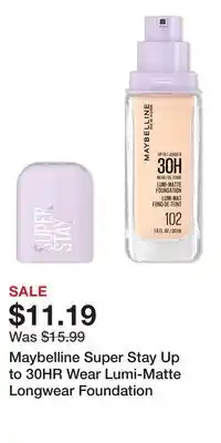 Ulta Beauty Maybelline Super Stay Up to 30HR Wear Lumi-Matte Longwear Foundation offer