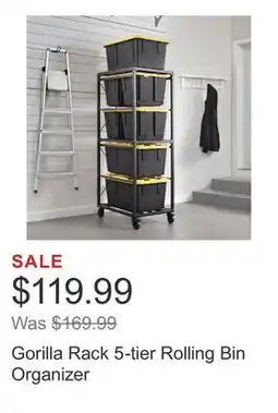 Costco Gorilla Rack 5-tier Rolling Bin Organizer offer