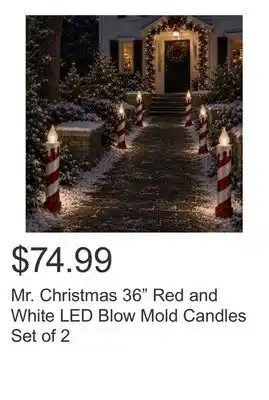 Costco Mr. Christmas 36 Red and White LED Blow Mold Candles Set of 2 offer