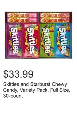 Costco Skittles and Starburst Chewy Candy, Variety Pack, Full Size, 30-count offer