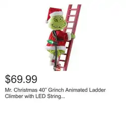 Costco Mr. Christmas 40 Grinch Animated Ladder Climber with LED String Lights offer