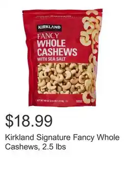 Costco Kirkland Signature Fancy Whole Cashews, 2.5 lbs offer