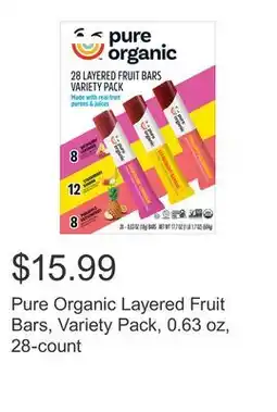 Costco Pure Organic Layered Fruit Bars, Variety Pack, 0.63 oz, 28-count offer
