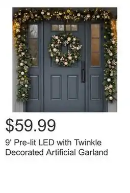 Costco 9' Pre-lit LED with Twinkle Decorated Artificial Garland offer