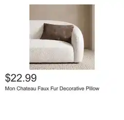 Costco Mon Chateau Faux Fur Decorative Pillow offer