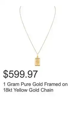 Costco 1 Gram Pure Gold Framed on 18kt Yellow Gold Chain offer