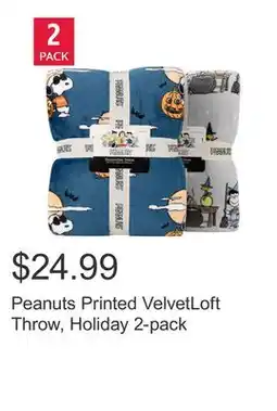 Costco Peanuts Printed VelvetLoft Throw, Holiday 2-pack offer
