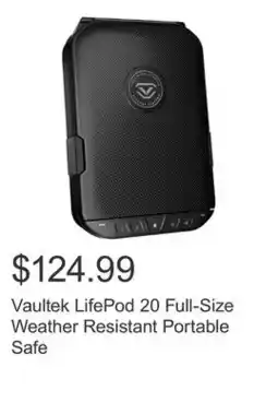 Costco Vaultek LifePod 20 Full-Size Weather Resistant Portable Safe offer