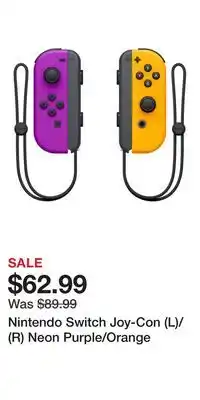 Game Stop Nintendo Switch Joy-Con (L)/(R) Neon Purple/Orange offer
