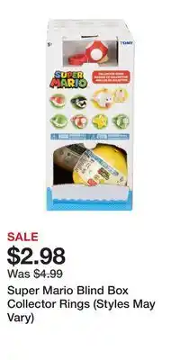 Game Stop Super Mario Blind Box Collector Rings (Styles May Vary) offer