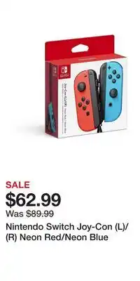 Game Stop Nintendo Switch Joy-Con (L)/(R) Neon Red/Neon Blue offer