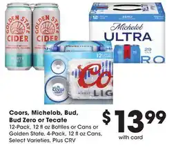 Ralphs Coors, Michelob, Bud, Bud Zero or Tecate offer