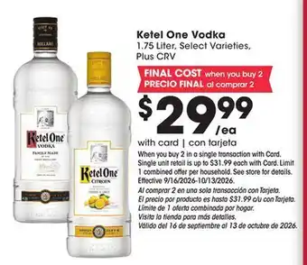 Ralphs Ketel One Vodka offer