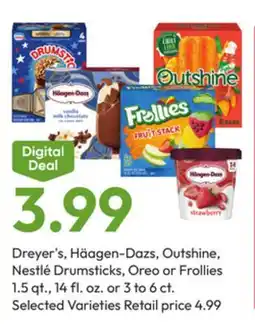 Stater Bros Dreyer's, Häagen-Dazs, Outshine, Nestlé Drumsticks, Oreo or Frollies offer