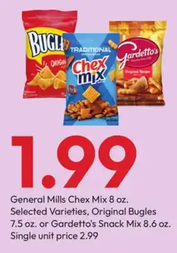 Stater Bros General Mills Chex Mix 8 oz., Original Bugles 7.5 oz. or Gardetto's Snack Mix 8.6 oz offer