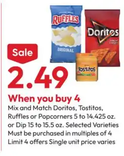Stater Bros Doritos, Tostitos, Ruffles or Popcorners offer