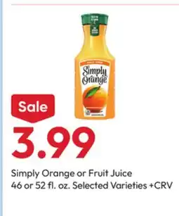 Stater Bros Simply Orange or Fruit Juice offer