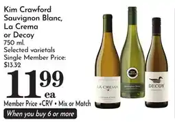 Pavilions Kim Crawford Sauvignon Blanc, La Crema or Decoy offer