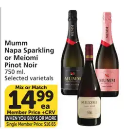 Albertsons Mumm Napa Sparkling or Meiomi Pinot Noir offer