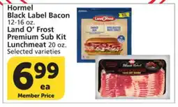 Albertsons Hormel Black Label Bacon 12-16 oz. Land O' Frost Premium Sub Kit Lunchmeat 20 oz offer