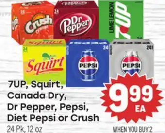 Tony’s Fresh Market 7UP, Squirt, Canada Dry, Dr Pepper, Pepsi, Diet Pepsi or Crush offer