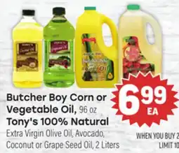 Tony’s Fresh Market Butcher Boy Corn or Vegetable Oil, Tony's 100% Natural offer